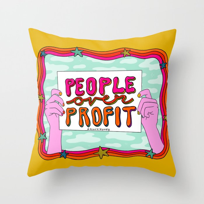 People Over Profit Throw Pillow
