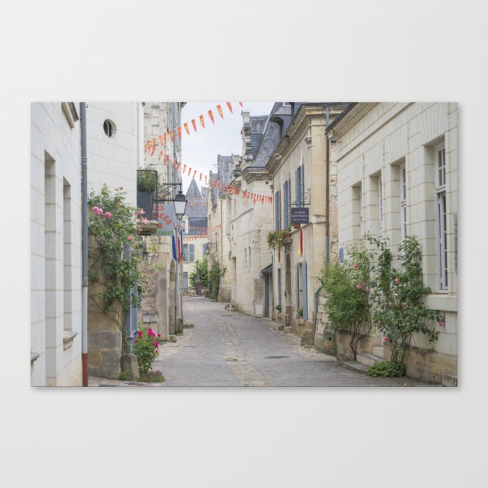 Medieval street in Chinon France art print - summer travel photography Canvas Print