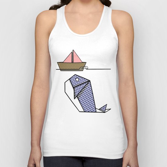 Origami Whale Unisex Tank Top