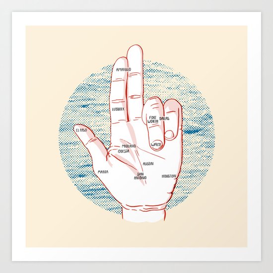 A Handy map of Texas Art Print