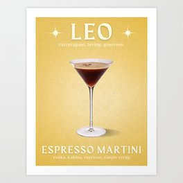 Leo Zodiac Sign Cocktail Art Print