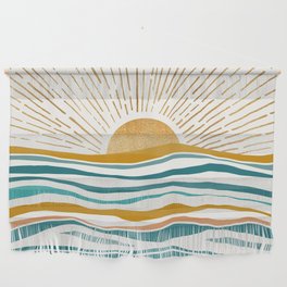 The Sun and The Sea - Gold and Teal Wall Hanging