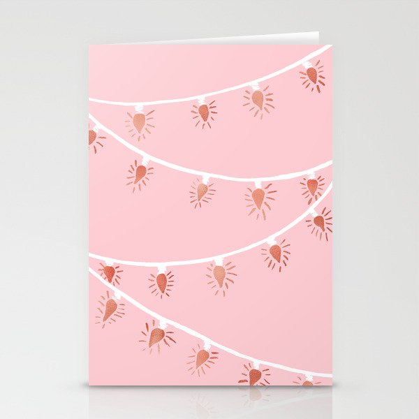 Rose gold Christmas lights Stationery Cards