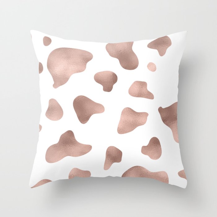 Rose gold cow print Throw Pillow by Peggie Prints Society6