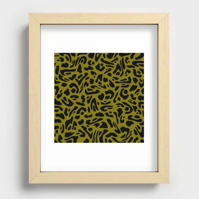 Olive Leopard Cow Swirl Recessed Framed Print