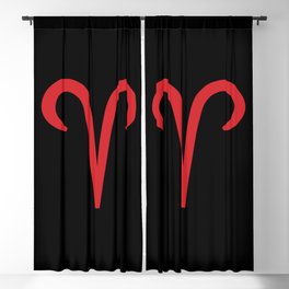 Aries the Ram Zodiac Red on Black Blackout Curtain
