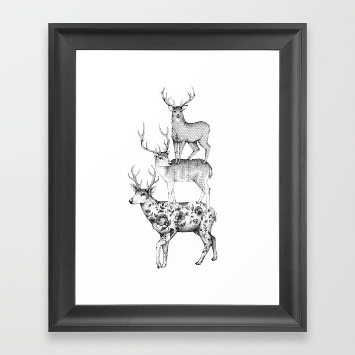 A pile of stags Framed Art Print