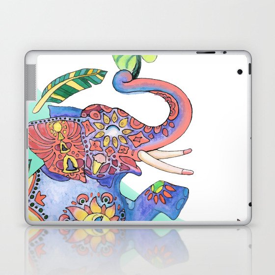 The Happy Elephant - Turquoise Laptop & iPad Skin