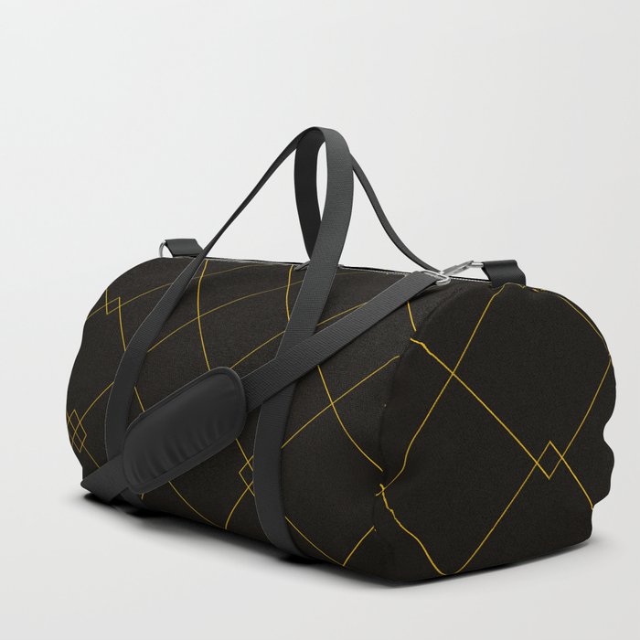 Trendy Black Gold Squares Collection Duffle Bag