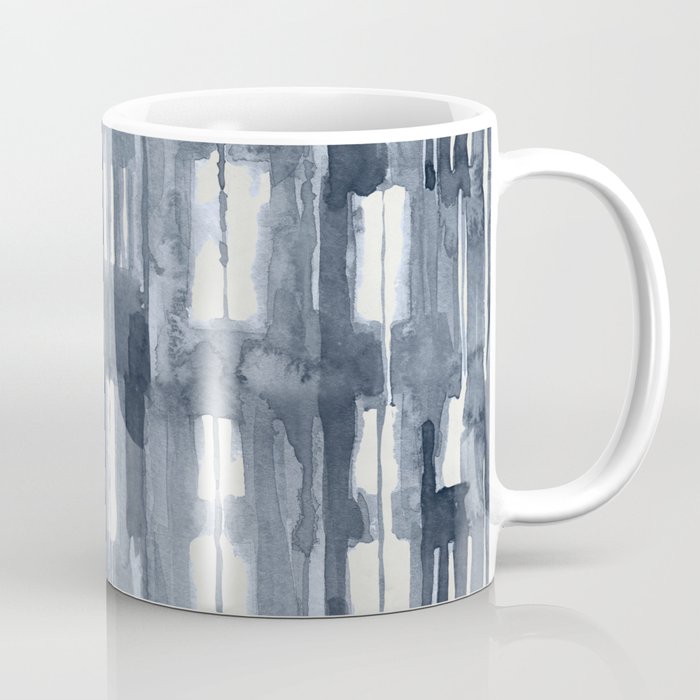 Simply Shibori Lines in Indigo Blue on Lunar Gray Coffee Mug