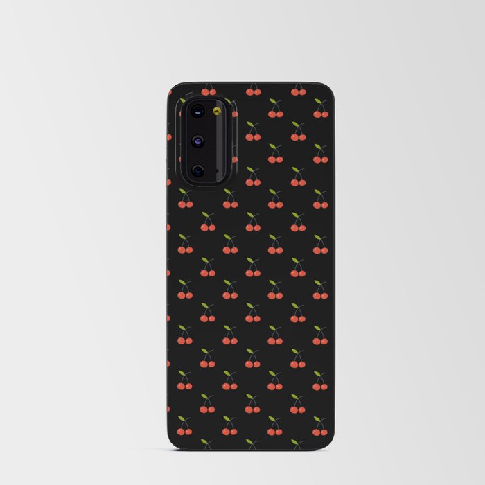 Cherry Seamless Pattern On Black Background Android Card Case