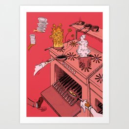 Kitchen Chaos (Hot Pink) Art Print