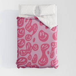 Hot Pink Dripping Smiley Duvet Cover