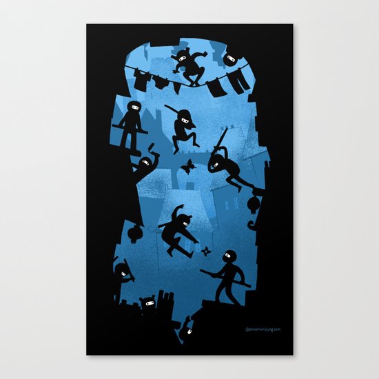 Ninja Kick Ass Clash Canvas Print