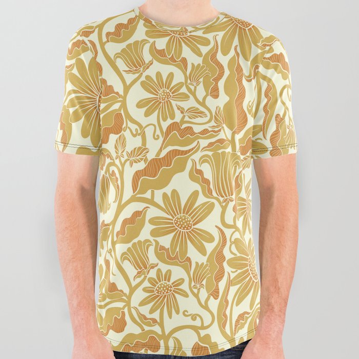 Monochrome Florals Yellow All Over Graphic Tee