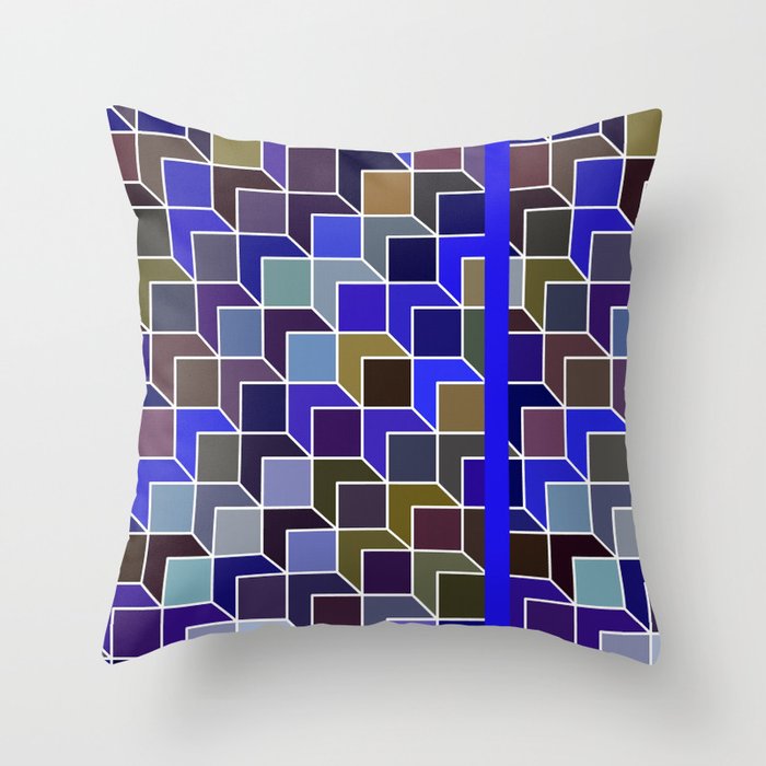 Geometric Vibes Mid Century Modern Cobalt Blue Throw Pillow by coco