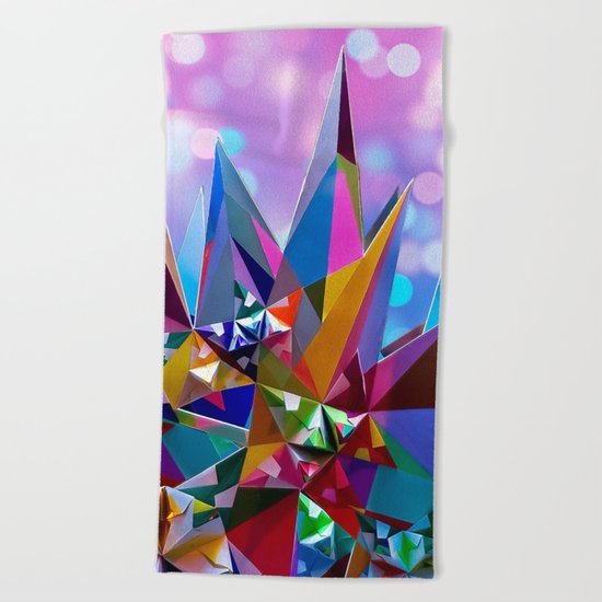 Festive colorful crystals Beach Towel