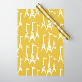 Mid Century Modern Giraffe Pattern 221 Mustard Yellow Wrapping Paper