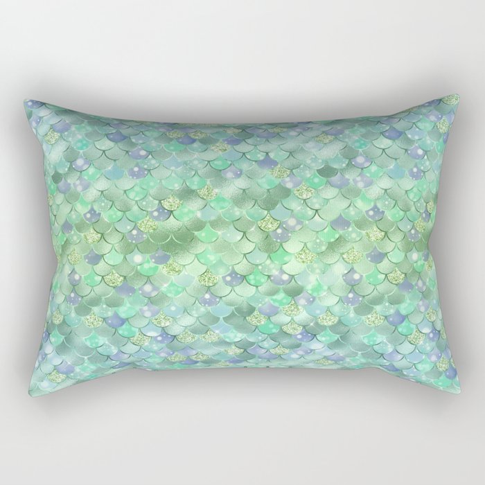 Green Mermaid Pattern Luxury Rectangular Pillow