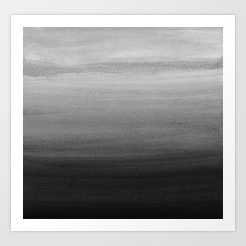 Touching Black Gray White Watercolor Abstract 1 Painting Decor