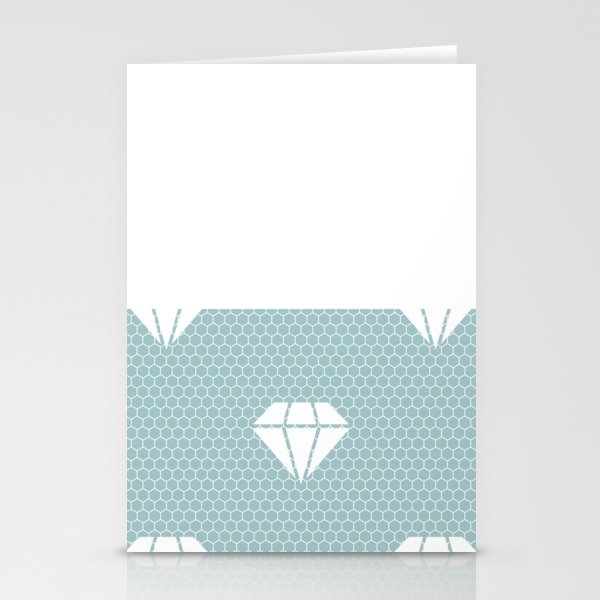 White Diamond Lace Horizontal Split on Pale Mint Green Stationery Cards