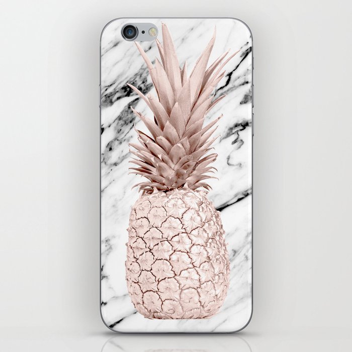 Rose Gold Pineapple On Black And White Marble Iphone Skin By Simple Luxe By Nature Magick Society6