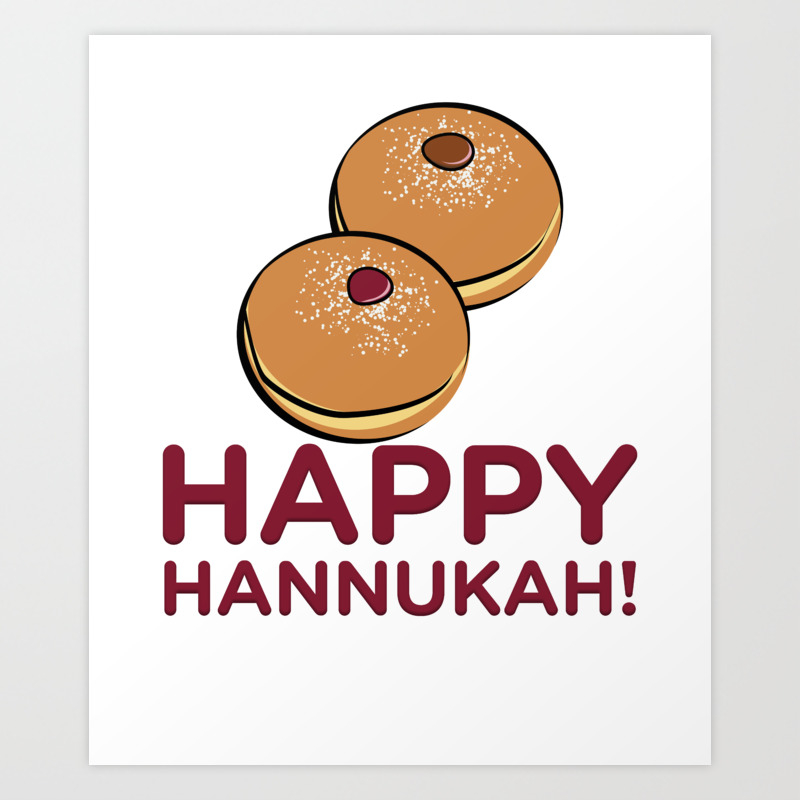 Happy Hanukkah Donuts - Funny Jewish Doughnuts Art Print by teepsy |  Society6