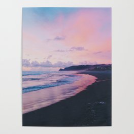 Pastel Waves on the Beach (Color) Poster