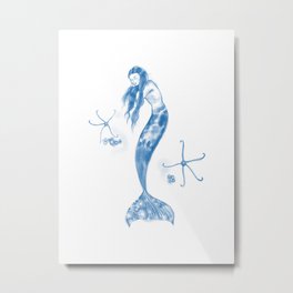 Mermaid With Brittle Stars Metal Print | Digital, Fairyart, Colored Pencil, Mermaid, Mythology, Mermaidillustration, Folklorecreatures, Sea, Mermaiddrawing, Mermaidart 