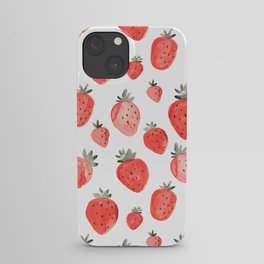 Watercolor Strawberries Pattern iPhone Case
