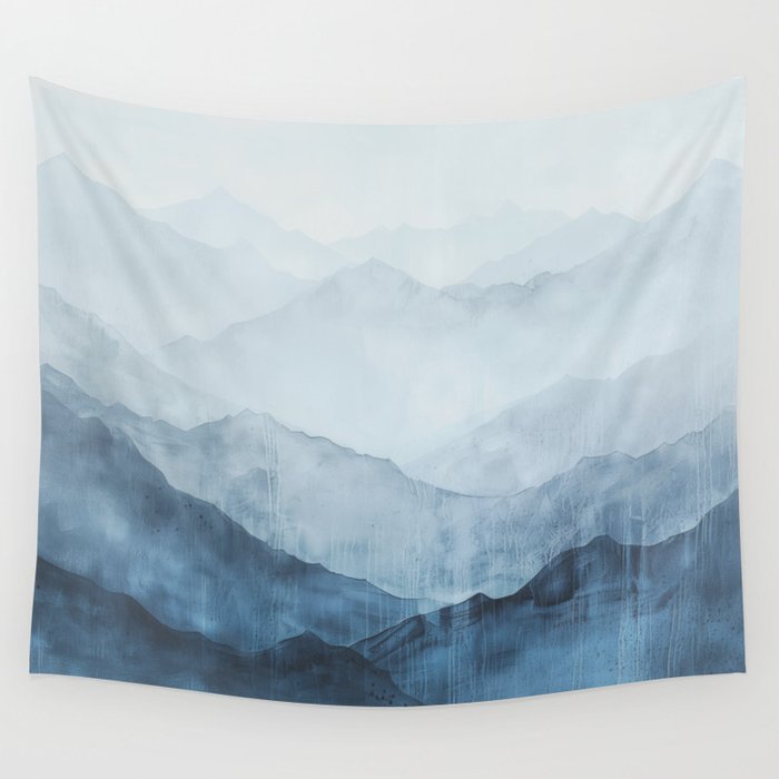 Foggy Misty Mountain Mornings III - Abstract Painting Wall Tapestry