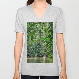 Kayaking through the Rainforest V Neck T Shirt