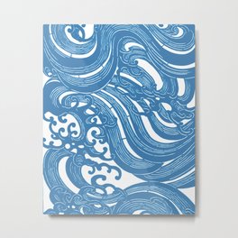 Stencil with Pattern of Waves,19th century Japan (Edited Blue) Metal Print | Nature Nursery Vibe, Color Graphicdesign, Photography Style In, Trippy Wavy Lines, Watercolor Abstract, Nautical West Coast, Modern Vintage Home, Dragon Popular And, Retro Midcentury Bed, Photo Picture Design 
