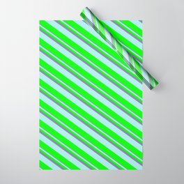 [ Thumbnail: Light Slate Gray, Turquoise & Lime Colored Striped Pattern Wrapping Paper ]