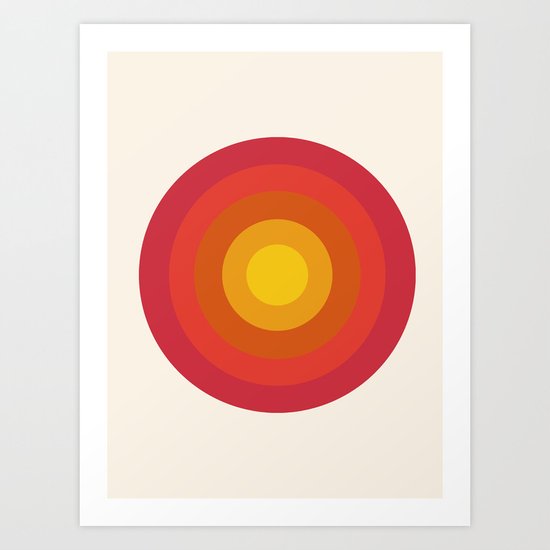 Right On - retro throwback 70s 1970s bullseye beach 70's vibes minimal art by Seventy Eight Art Print