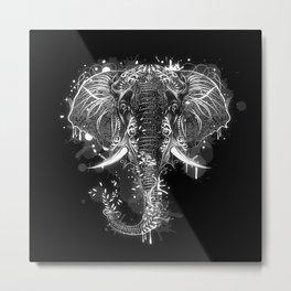 Elephant head drawing Metal Print | Wildlife, African, Tusks, Drawing, Mammal, Traveling, Nature, Blackandwhite, Africa, Outdoors 