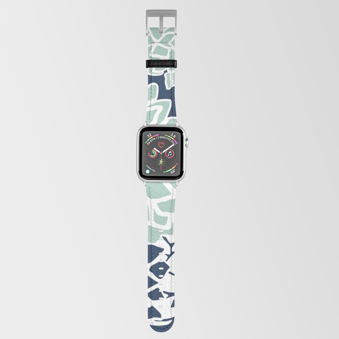 Flower Blooms, Navy Blue and Teal Apple Watch Band