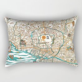 Tokyo Edo Map - Vintage Retro Art Reprint 1843 Rectangular Pillow