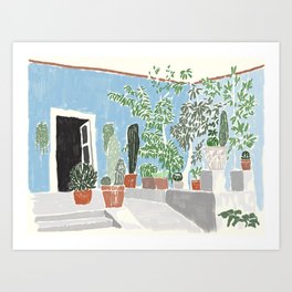 Frida's Blue House Art Print