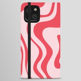 Retro Liquid Swirl Abstract Pattern Cherry Pink iPhone Wallet Case