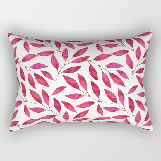 Watercolor Leaf allover Pattern pink red Rectangular Pillow