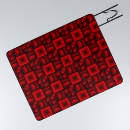 Volumetric pattern of convex squares with red mosaic rectangular highlights and tiles Picnic Blanket