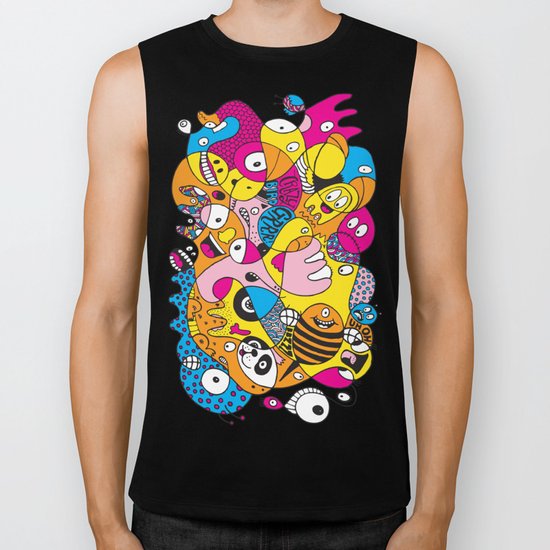 Crazy Bird Blob Biker Tank