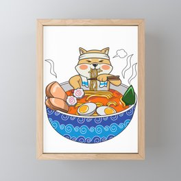 Kawaii Ramen Shiba Inu Noodle Chillin Bowl Framed Mini Art Print