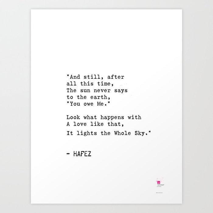 Hafez quote Art Print by wildpaperzero | Society6
