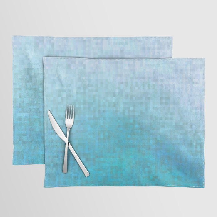 graphic design geometric pixel square pattern abstract in blue Placemat