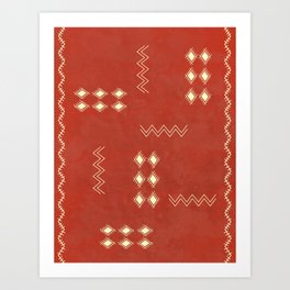 Burnt Orange Tribal rug Art Print