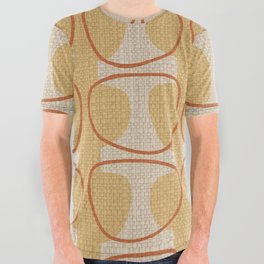 Orange Mid Century Modern Abstract Ovals All Over Graphic Tee