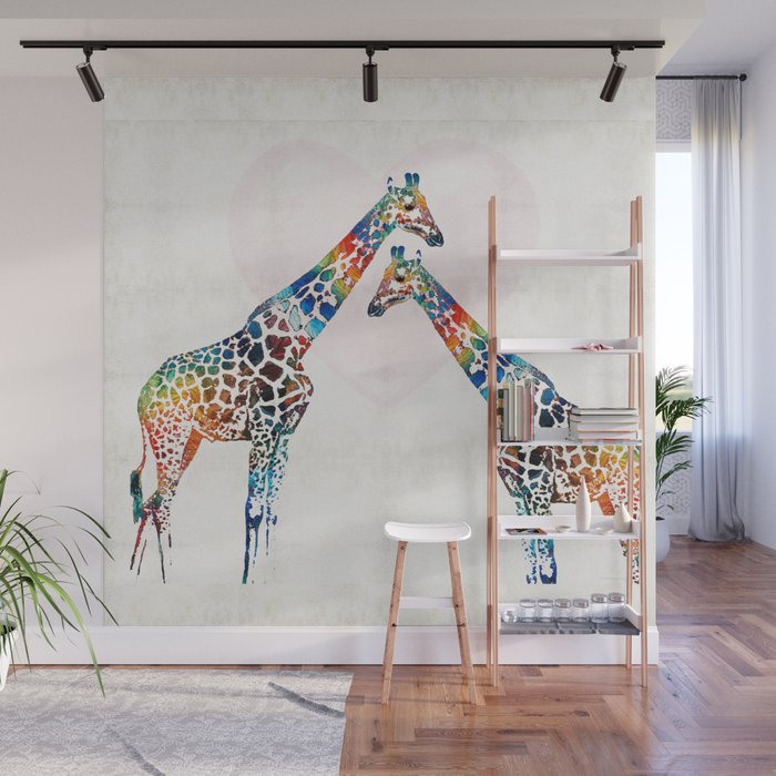 Colorful Giraffe Art - I've Got Your Back - By Sharon Cummings Wall Mural