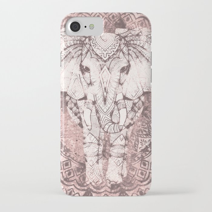 bohemian, elephant, mandala, blush, moon iphone case